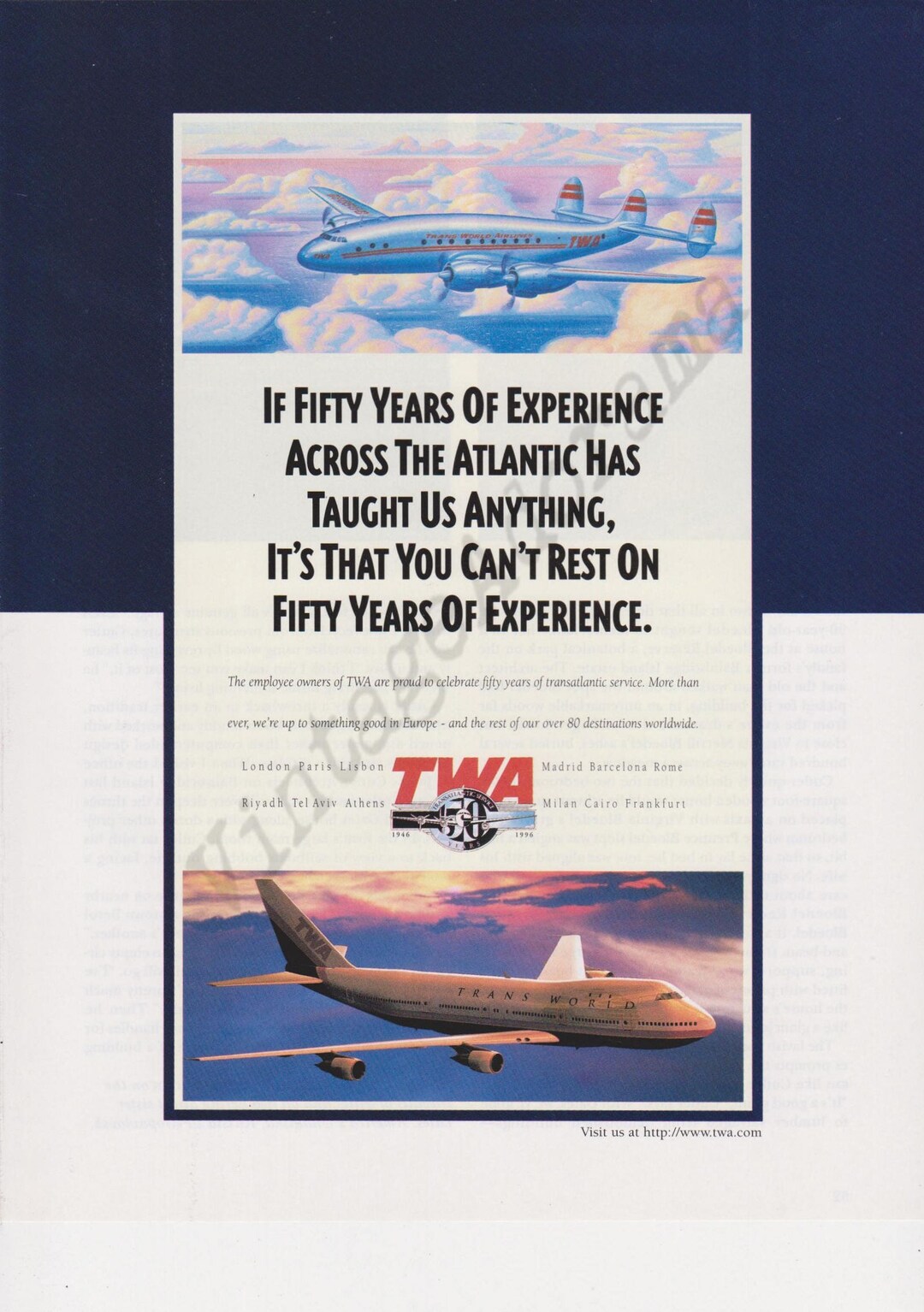 TWA / Trans World Airlines Original 1996 Vintage Color Print ...