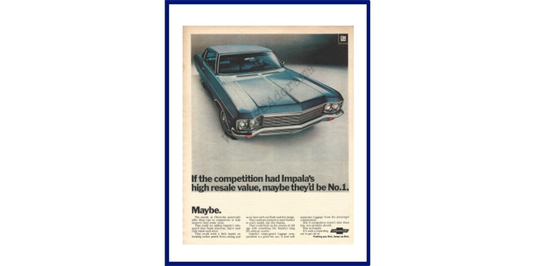 CHEVROLET IMPALA AUTOMOBILE 1970 Vintage Extra Large Advertisement "if