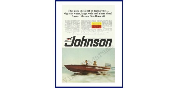 1959 Johnson Sea-Horse moteur hors-bord publicité magazine vintage