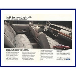 FORD CROWN VICTORIA Automobile Original 1991 Vintage Print Advertisement - &quot;Isn&#39;t It Time You Got Comfortable With Advanced Technology?&quot;