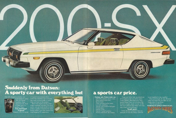DATSUN 200-SX Automobile Original 1976 Vintage Color Print Ad