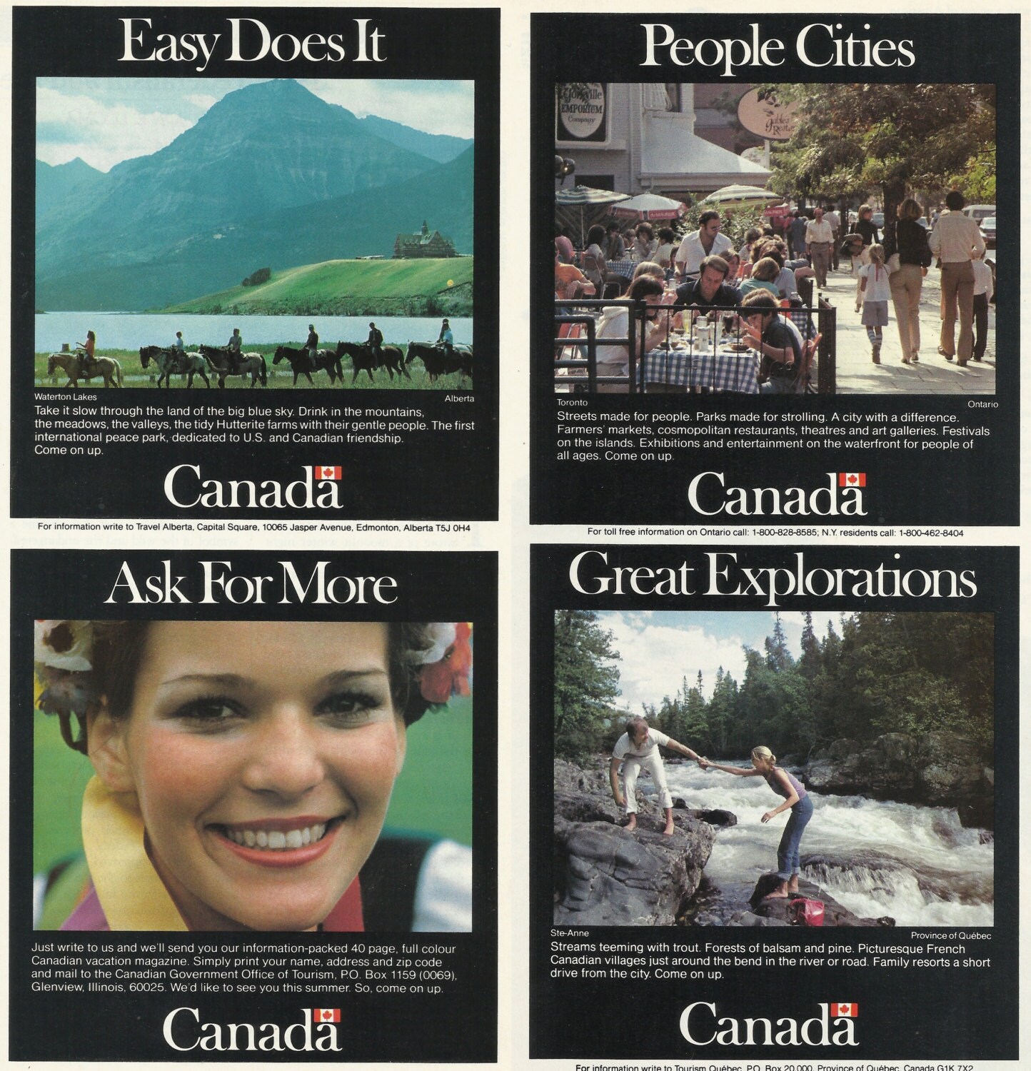 CANADA Set of Four (4) Original 1983 Vintage Color Print Ads - Toronto ...