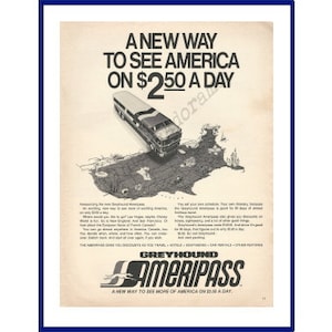 GREYHOUND BUS Original 1972 Vintage Extra Large Black & White Print Advertisement &quot;A New Way To See America On 2.50 A Day&quot;
