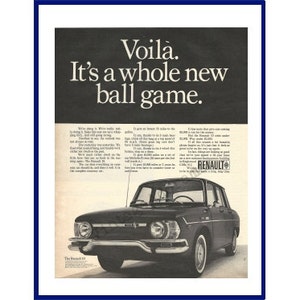 RENAULT 10 AUTOMOBILE Original 1967 Vintage Extra Large Black & White Print Advertisement &quot;Voila. It&#39;s A Whole New Ball Game.&quot; French Car