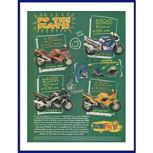SUZUKI Motorcycle Original 1997 Vintage Color Print Advertisement - Katana 750 & 600 / RF 900 R / GSX-R 1100 &quot;Suzukifest &#39;97&quot;