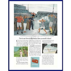 BERMUDA Original 1966 Vintage Color Print Advertisement &quot;Fun Is Our forte In Bermuda. Have Yourself A Blast!&quot; Fort St. Catherine