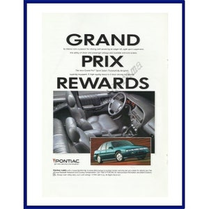 PONTIAC GRAND PRIX Automobile Original 1994 Vintage Color Print Advertisement - &quot;Grand Prix Rewards&quot;