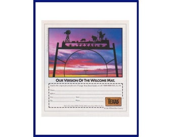 TEXAS Travel & Tourism Original 1994 Vintage Color Print Advertisement "Our Version Of The Welcome Mat."