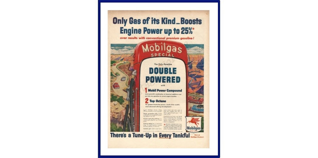 MOBILGAS GASOLINE Original 1954 Vintage Extra Large Color Etsy