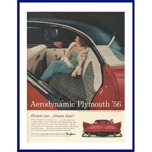 PLYMOUTH BELVEDERE AUTOMOBILE Original 1956 Vintage Extra Large Print Advertisement - &quot;Aerodynamic Plymouth &#39;56&quot;