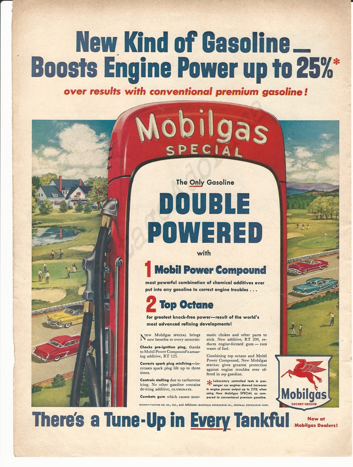 MOBILGAS GASOLINE Original 1954 Vintage Extra Large Color Etsy