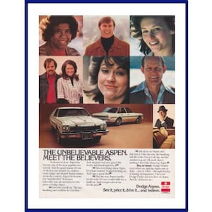 DODGE ASPEN AUTOMOBILE Original 1977 Vintage Color Print Anuncio &quot;El Increíble Aspen. Conoce a los creyentes.&quot;