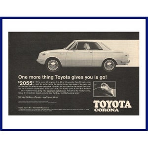 Toyota Corona Automobile Original 1968 Vintage Black & White Print Advertisement - &quot;One More Thing Toyota Gives You Is Go!&quot;