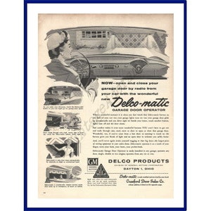 DELCO-MATIC Garagentorantrieb Original 1955 Vintage Extra Große Schwarz-Weiß-Druck Werbung - Delco Produkte * Garagentoröffner