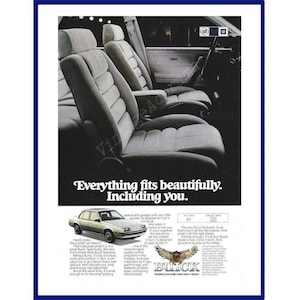 BUICK SKYLARK AUTOMOBILE Original 1982 Vintage Color Print Advertisement &quot;Everything Fits Beautifully. Including You.&quot; Interior View