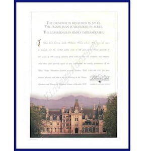 BILTMORE ESTATE House * Gardens * Winery, Asheville, North Carolina Original 1996 Vintage Farbdruck Werbung &quot;America&#39;s Largest Home&quot;