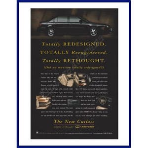 OLDSMOBILE CUTLASS Automobile Original 1997 Vintage Color Print Advertisement &quot;Totally Redesigned. Totally Reengineered. Totally Rethought.&quot;