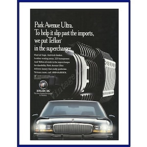 1994 BUICK PARK AVENUE Ultra Car Original 1993 Vintage Color Print Ad &quot;To Help It Slip Past The Imports, We Put Teflon In The Supercharger.&quot;