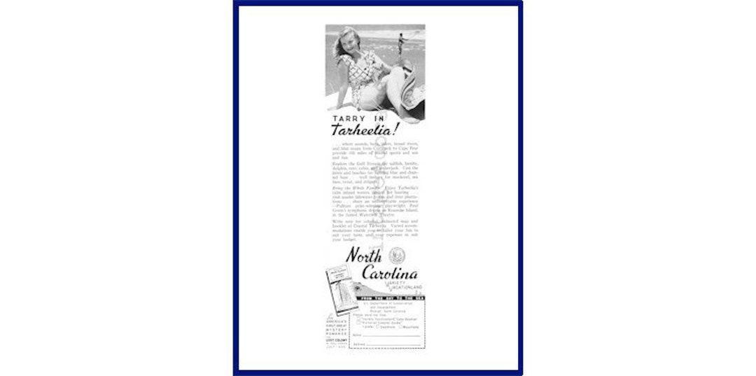 Annonce Publicitaire Originale - Caroline Du Nord Safari Pêche - Vintage 1961