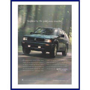 OLDSMOBILE BRAVADA SUV Original 1997 Vintage Color Print Advertisement - Black 4WD &quot;Inspired By The Road More Travelled.&quot;