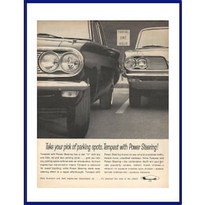 PONTIAC TEMPEST Automobil Original 1962 Jahrgang Extra großen Print-Anzeige - &quot;treffen Sie Ihre Wahl der Parkplätze. Mit Servolenkung Sturm!&quot;