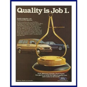 FORD MOTOR COMPANY originale 1990 Vintage colore stampa pubblicità - "La qualità è lavoro 1". Motor Trend camion e auto dell'anno