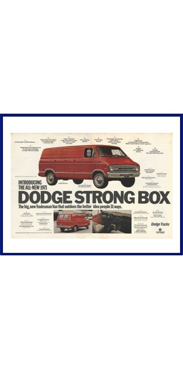 1971 DODGE TRADESMAN VAN Original 1970 Vintage Extra Large Color