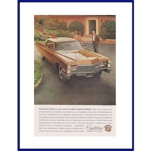 CADILLAC Automobiles Original 1968 Vintage Color Print Advertisement - &quot;Once You Drive It, You Won&#39;t Want To Give It Back.&quot;