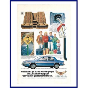 BUICK SKYLARK AUTOMOBILE Original 1981 Vintage Color Print Advertisement - Blue 4-Door Car