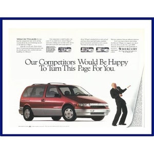 MERCURY VILLAGER MINIVAN Original 1994 Vintage Color Print Advertisement - &quot;Our Competitors Would Be Happy To Turn This Page For You.&quot;