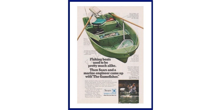 SEARS the Gamefisher Boat Original 1970 Vintage Color Print