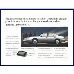 CHEVROLET LUMINA AUTOMOBILE Original 1995 Vintage Color Print Advertisement - Silver Car