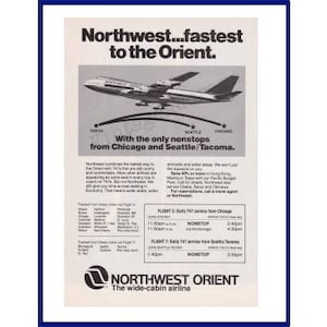 NORTHWEST ORIENT AIRLINES Original 1978 Vintage Black