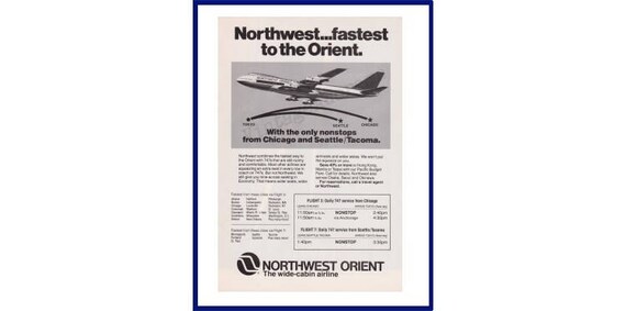 Buy NORTHWEST ORIENT AIRLINES Original 1978 Vintage Black