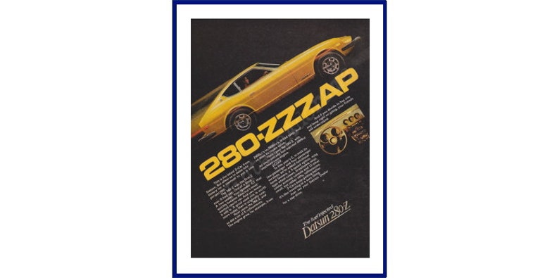 280-ZZZAP 1977 DATSUN 280-Z Gold Sports Car VINTAGE AD
