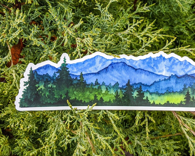 Northwest Landscape Wrap Sticker, 2"x8" Clear Vinyl Die Cut Sticker, Waterproof and Dishwasher Safe image 3