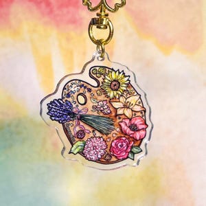 Flower Artist Color Palette, 2" Double-Sided Acrylic Artist Keychain, High Quality