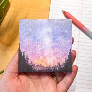 Watercolor Galaxy Sticky-Notes, 3”x3” Pad with 50 Sheets