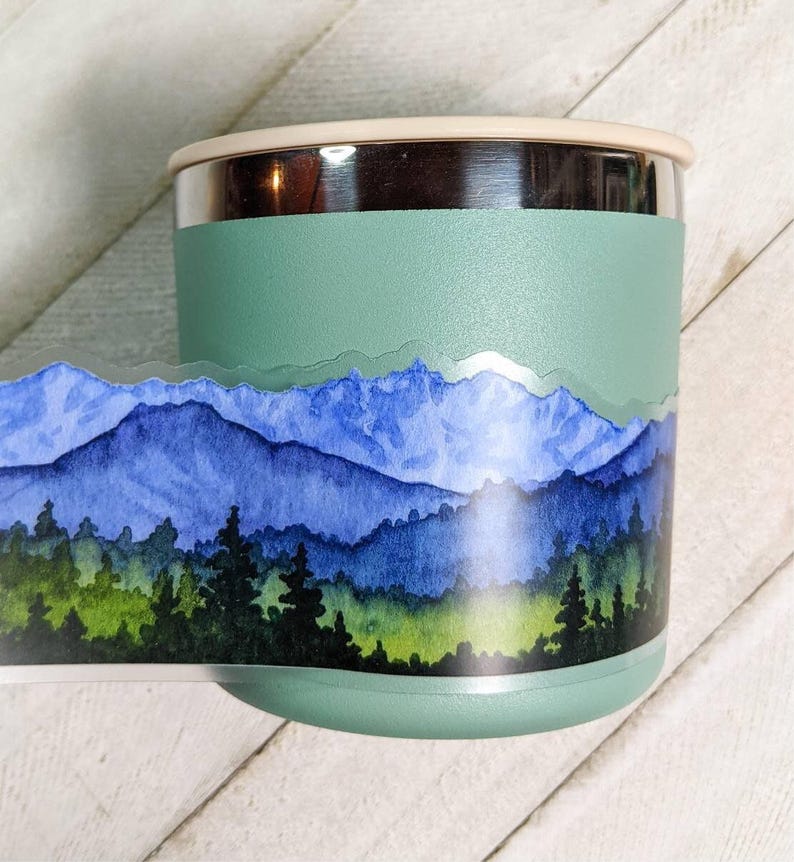 Northwest Landscape Wrap Sticker, 2"x8" Clear Vinyl Die Cut Sticker, Waterproof and Dishwasher Safe image 6