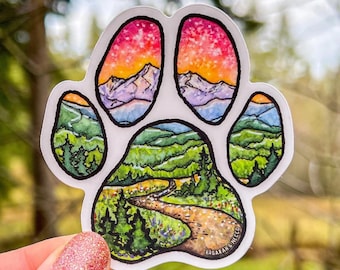 Adventure Buddy Dog Paw, Clear Vinyl 3” Die-cut Sticker, Waterproof & Dishwasher Safe