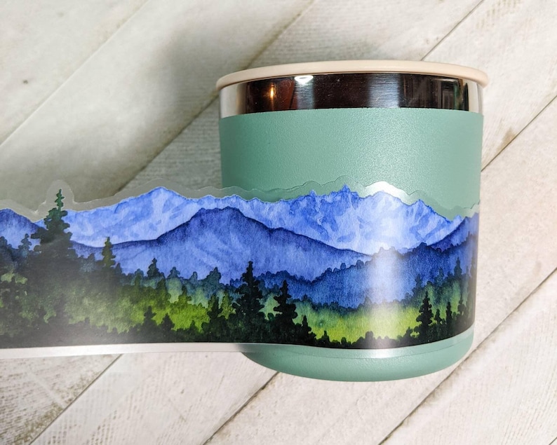 Northwest Landscape Wrap Sticker, 2"x8" Clear Vinyl Die Cut Sticker, Waterproof and Dishwasher Safe image 5