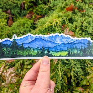 Northwest Landscape Wrap Sticker, 2"x8" Clear Vinyl Die Cut Sticker, Waterproof and Dishwasher Safe image 1