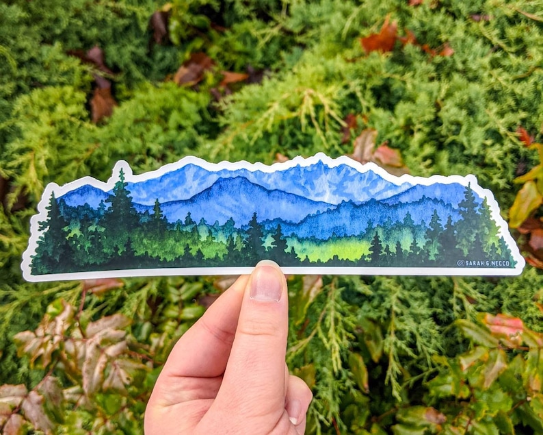 Northwest Landscape Wrap Sticker, 2"x8" Clear Vinyl Die Cut Sticker, Waterproof and Dishwasher Safe image 1