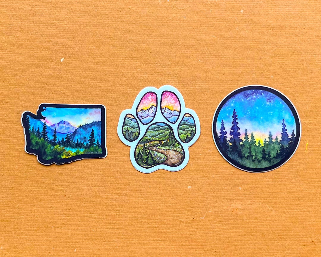 Mini Sticker Sets Mini Sticker Set 3, Set of Three 1.5 Stickers, Vinyl Waterproof and ...