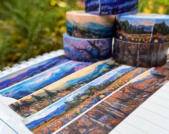 Impressionist Art Landscape Washi Tape, Seasons Collection, 2cm x 10m Rolls