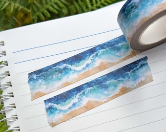 Ocean Waves Washi Tape, Single Roll 2cm Wide & 10m