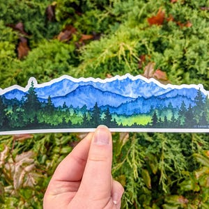Northwest Landscape Wrap Sticker, 2"x8" Clear Vinyl Die Cut Sticker, Waterproof and Dishwasher Safe