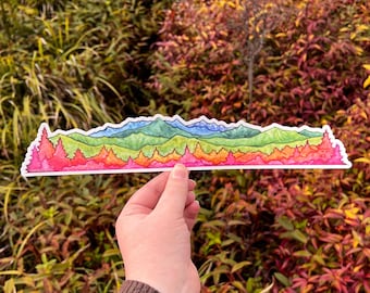 Rainbow Mountains, 12” Landscape Wrap Vinyl Die-Cut Sticker, Waterproof and Dishwasher Safe