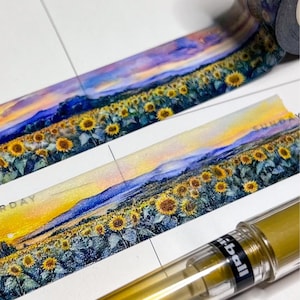Summer Morning in the Sunflower Fields Landscape Washi Tape, Size 2.5cm Wide by 10m Long