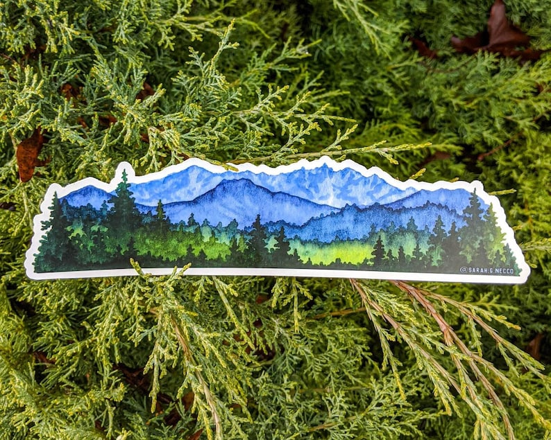 Northwest Landscape Wrap Sticker, 2"x8" Clear Vinyl Die Cut Sticker, Waterproof and Dishwasher Safe image 2
